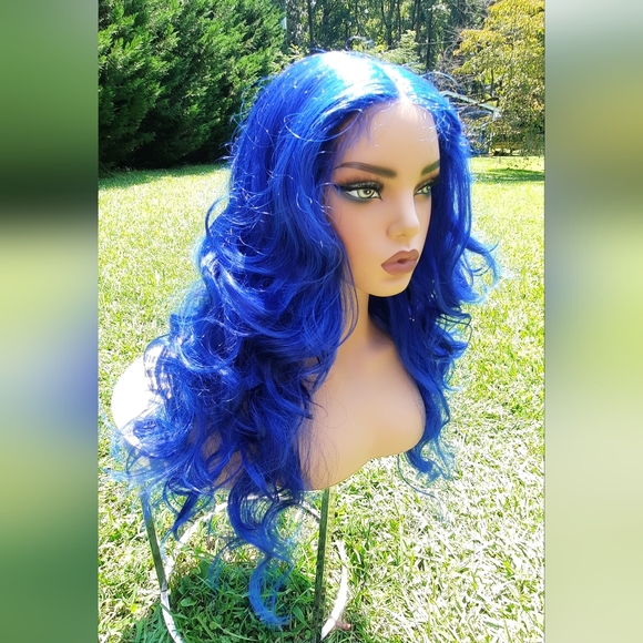 Electric blue Lace front Wig spiral main image 7